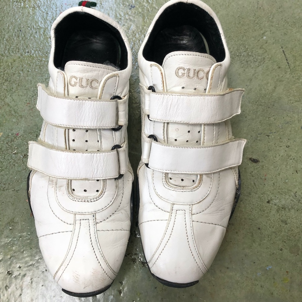 Authentic Gucci white leather athletic tennis shoe